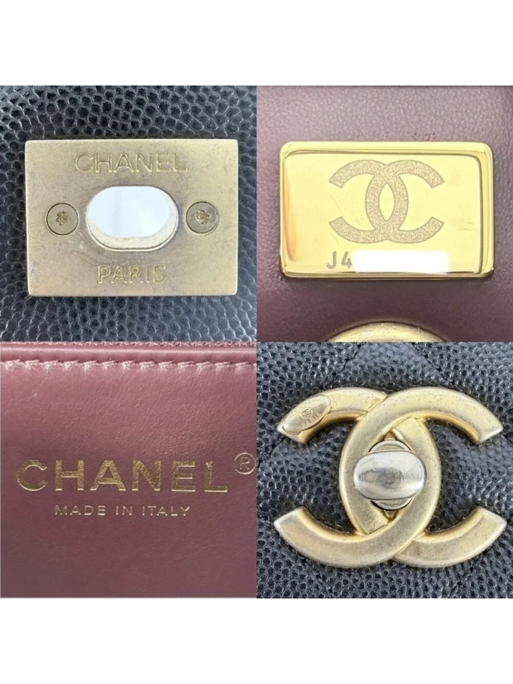 Chanel Shoulder Bag Quilted Crossbody CC Logo Turnlock Caviar Leather Black Gold